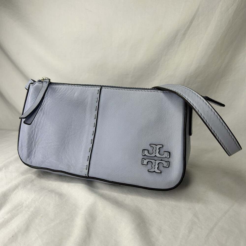 Tory Burch McGraw Wedge Leather Shoulder Bag Blue